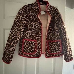 Leopard Print Jacket with Red Trim